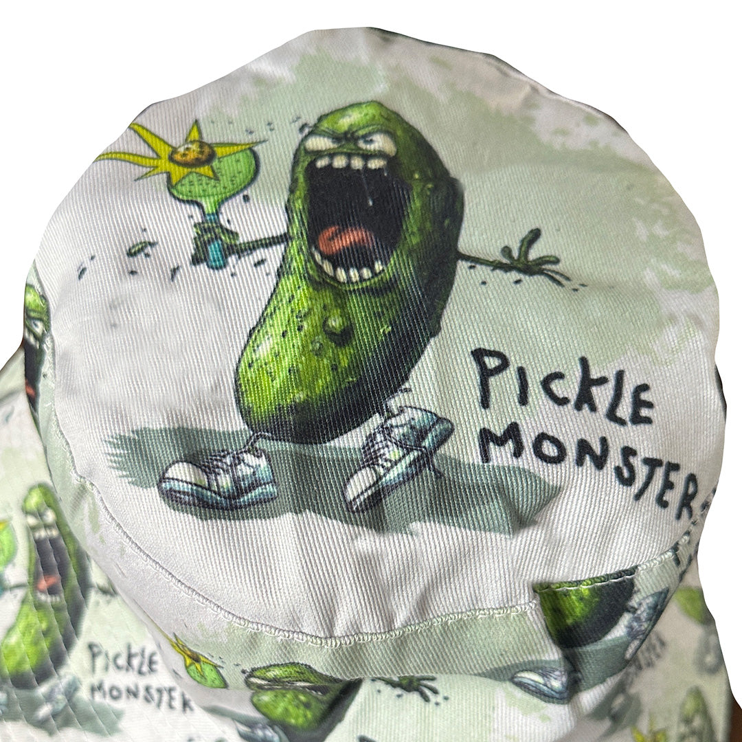 OG Pickle Monster Bucket Hat - Fun Hat Features Mr. Dill, a Dreaded Pickle Monster