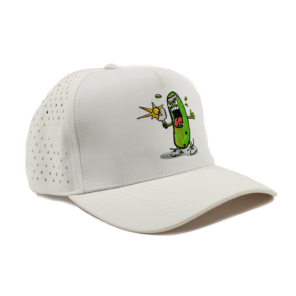 Sports Cap - 5 Panel Laser Perforated Hap - Adjustable -Embroidered with Pickle Monsters