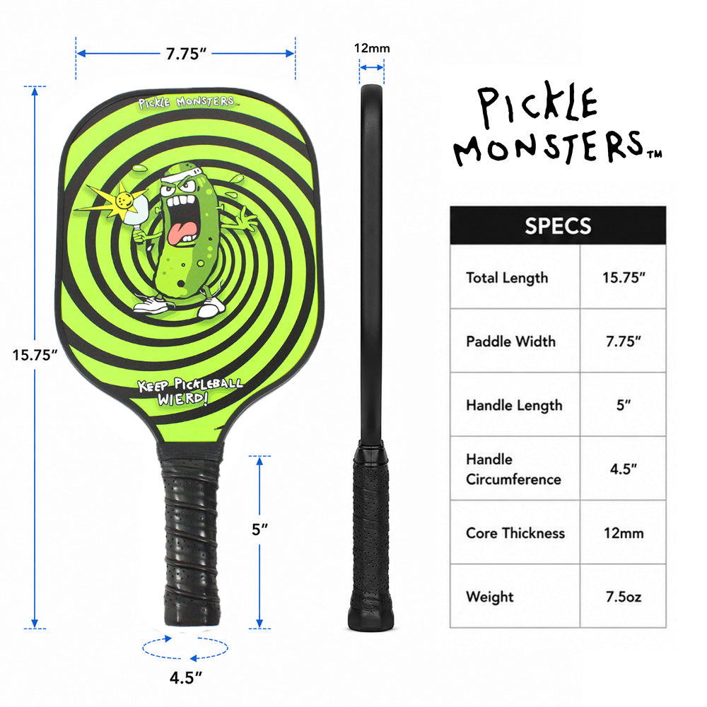 Pickle Monsters Carbon Fiber Pickleball Paddle - Cushioned Comfort Grip