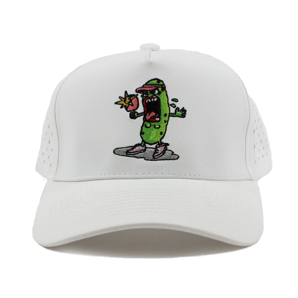 Sports Cap - 5 Panel Laser Perforated Hap - Adjustable -Embroidered with Pickle Monsters