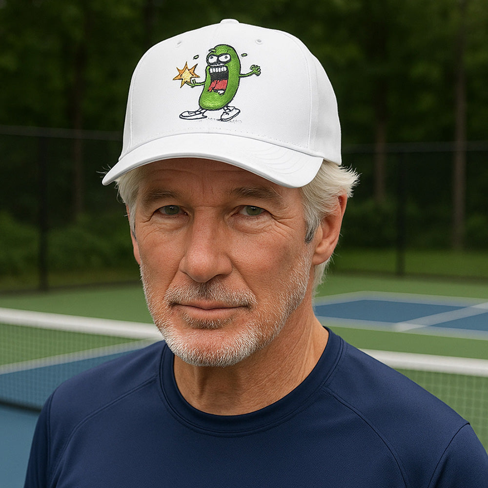 Sports Cap - 5 Panel Laser Perforated Hap - Adjustable -Embroidered with Pickle Monsters